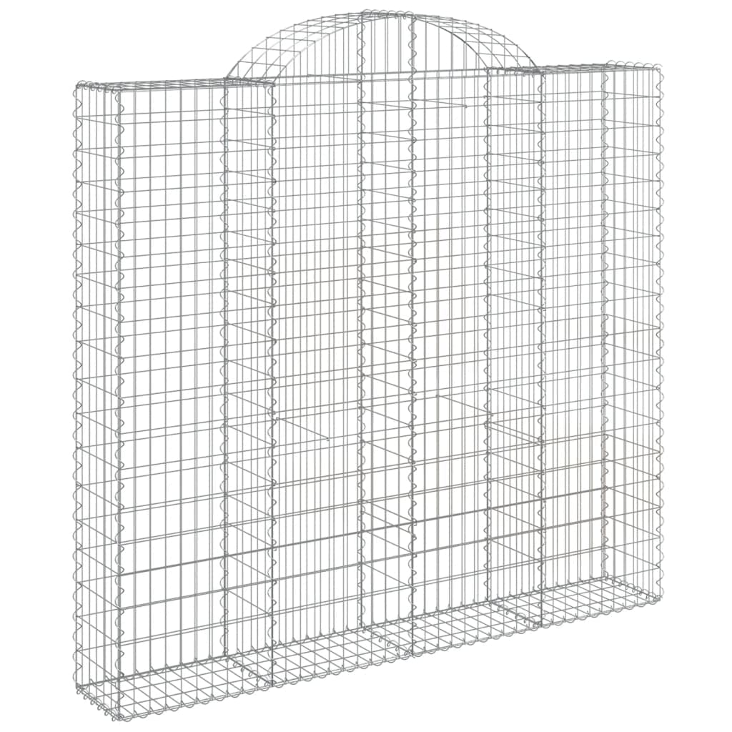 Gabiony z wysokim łukiem, 4 sztuki, 200 x 30 x 180/200 cm, ocynkowane, żelazo, dekoracja ogrodowa, stabilna donica na rośliny, balkon, taras, ochrona przed wiatrem ze wzmocnionymi haczykami i
