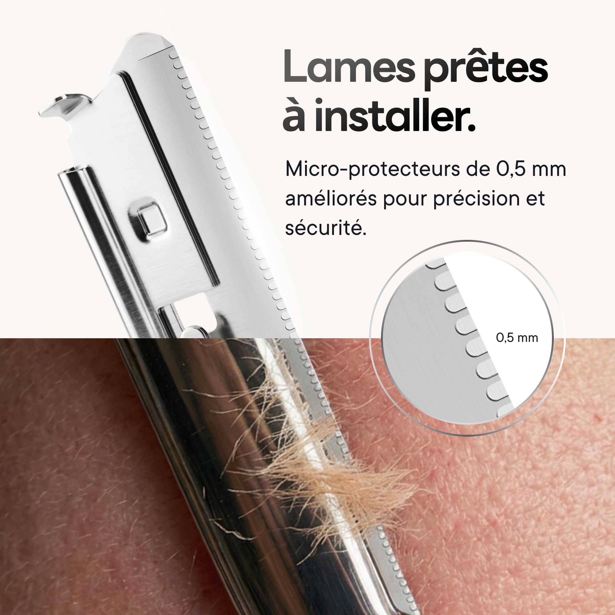 CAVEEM Rasoir Sourcil, Rasoir Visage Métal pour Femme et Homme, Dermaplaning Visage, Éliminer Duvet et Peaux Mortes, Lames Inox 6 Recharges, Argent Mat