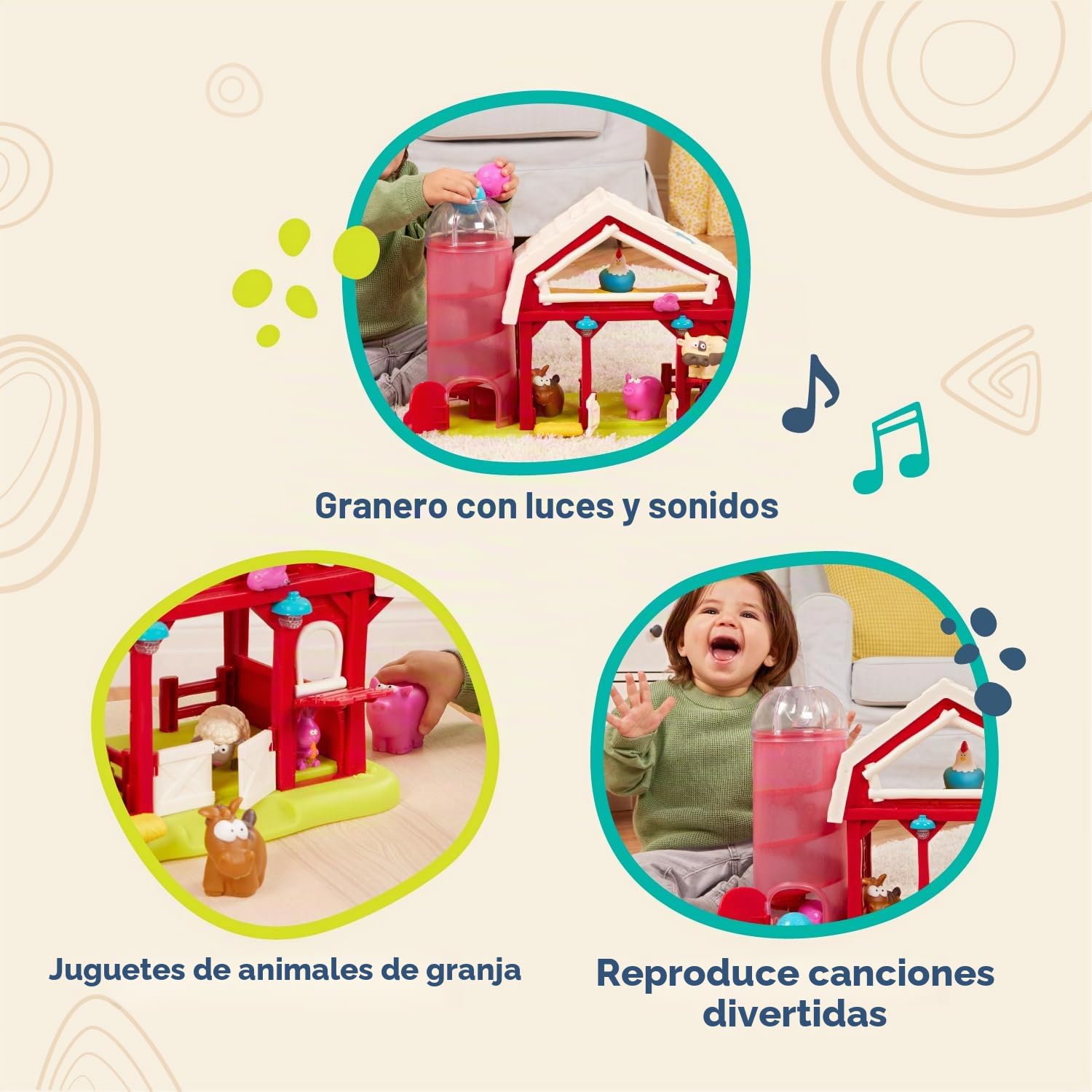 B. toys Granja Musical interactiva, Granero Rojo con Luces y Sonido