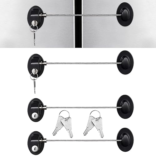 Hotop Paquete de 4 cerraduras de gabinete con llaves, mini cerraduras de refrigerador para niños pequeños, autoadhesivas, a prueba de niños y bebés,