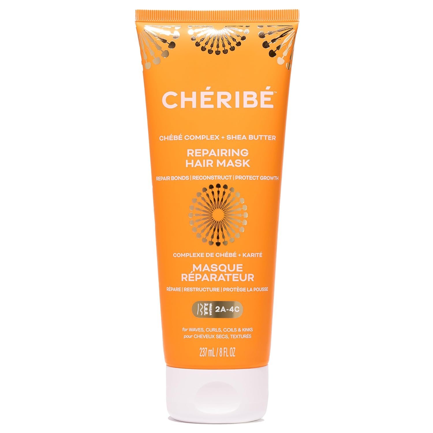Cheribe Repairing Hair Mask with 100% Natural Chebe Complex + Shea Butter For Dry, Damaged Hair, Detangles, Smooths & Hydrates All Hair Textures 2A-4C & Porosities, Sulfate Free, 8.0 fl oz