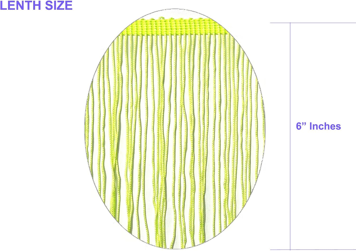 Beautiful 10 Yards of 6" Long Chainette Fringe Tassel Thread Yarn Trim Fringe Sewing, Dance Costumes, Drapery, Lamp Shades-Neon Yellow