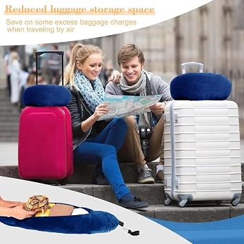 Stuffable Neck Pillow for Travel, 80 * 18.5cm Stuffable Travel Pillow with Adjustable Straps, Travel Pillow Stuffable with Clothes, Neck Pillow Stuffable for Extra Luggage Travel Essentials(Blue)