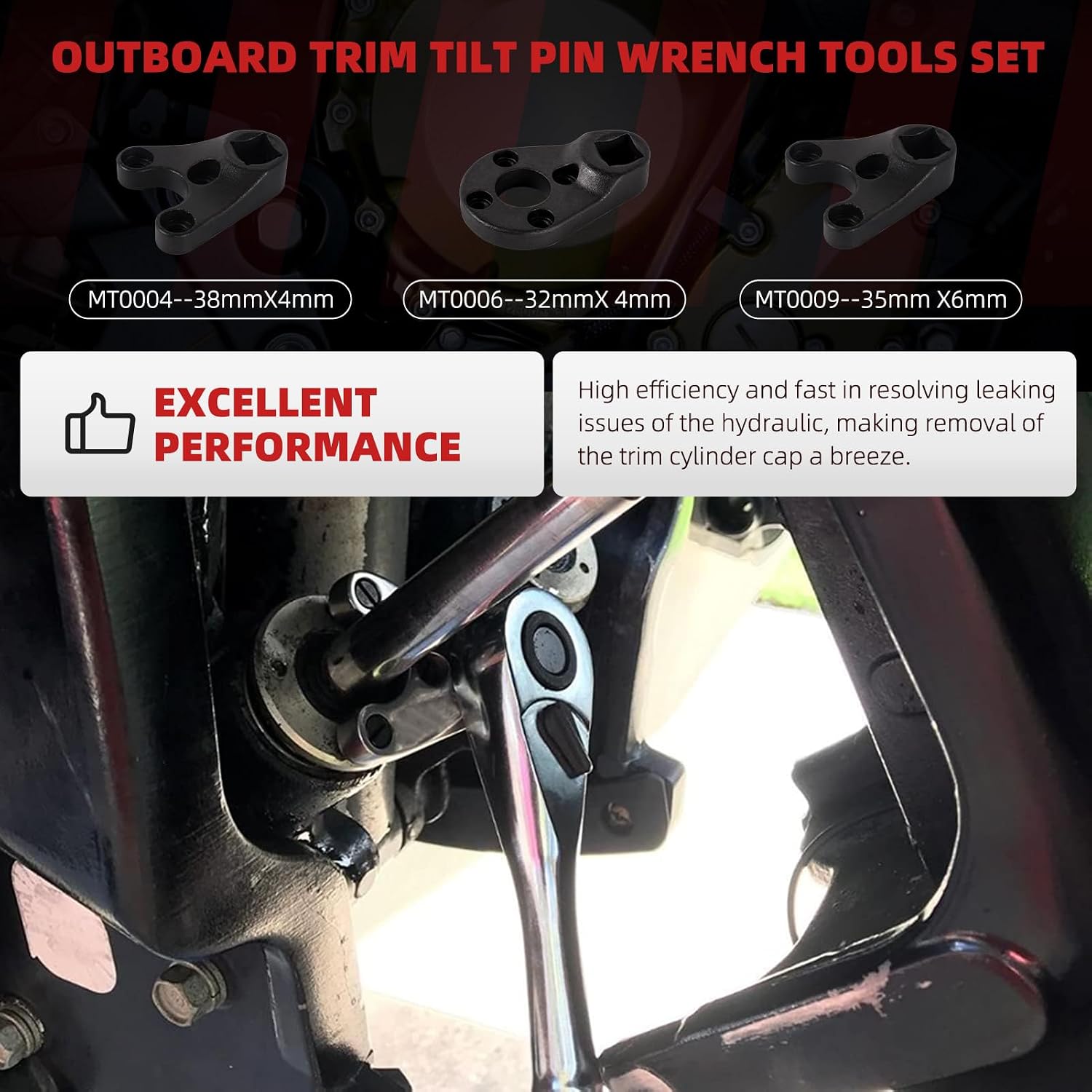 Outboard Trim Tilt Pin Wrench Tools Set MT0004 & MT0006 & MT0009 for Yamaha Suzuki Johnson Evinrude