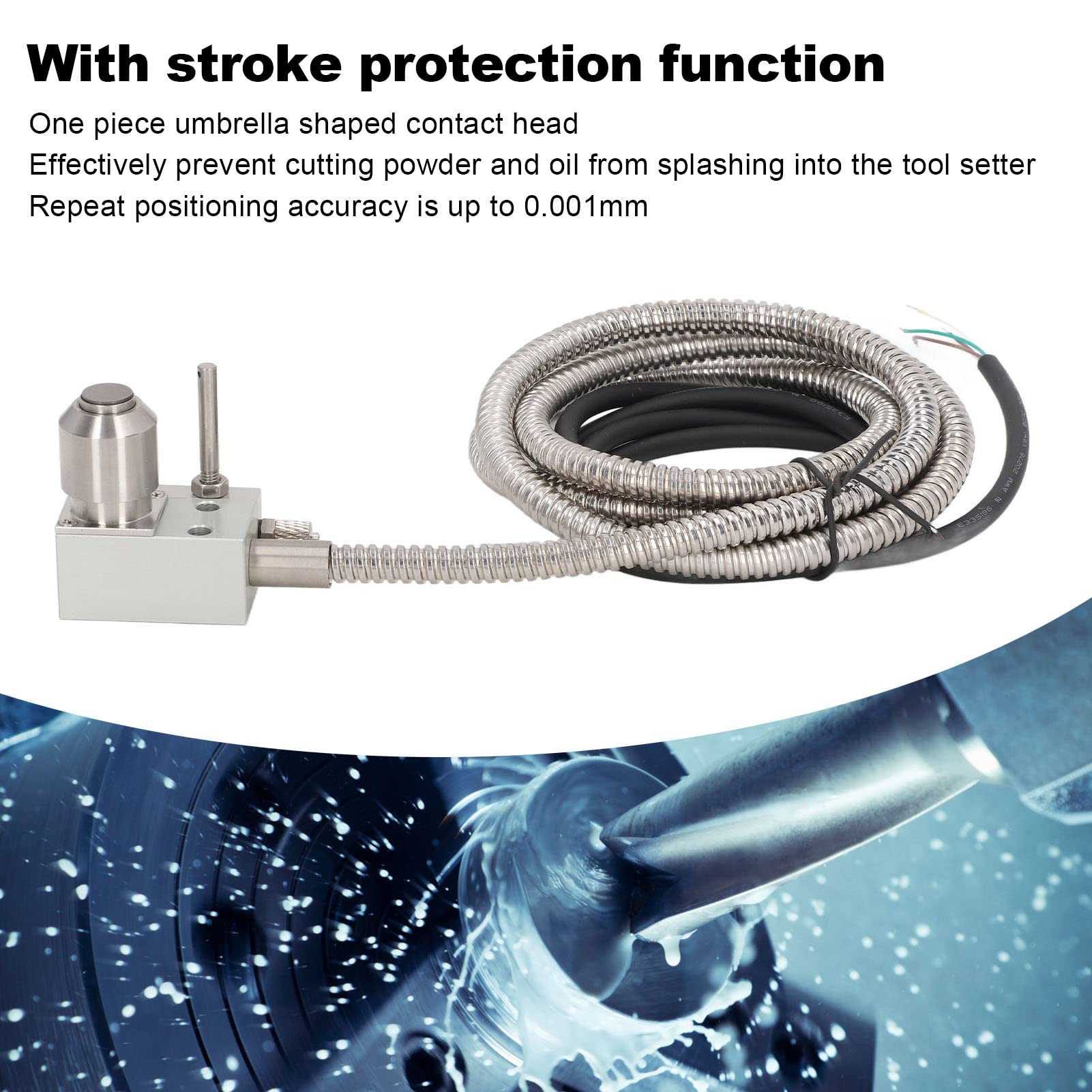 Tool Setter 10 mm 4 núcleos alambre cabeza en forma de paraguas alta precisión de posicionamiento soplado de aire automático sonda CNC medidor de ajuste de herramienta CNC medidor