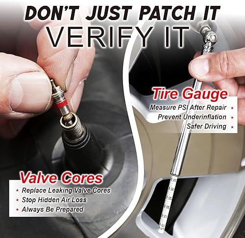 Miniatura 8 de DIYSELF Kit de reparación de neumáticos de 45 piezas, kit de tapones para neumáticos, kit de parches para neumáticos de servicio pesado, kit