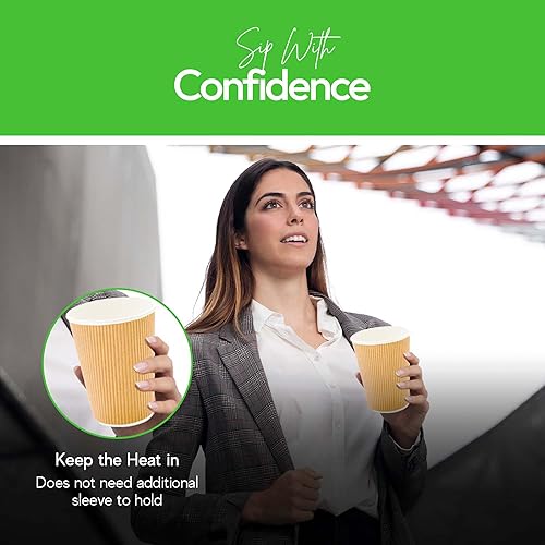 Vista 404 de Vasos de café de papel aislado de pared corrugada, 8 oz, Anaranjado