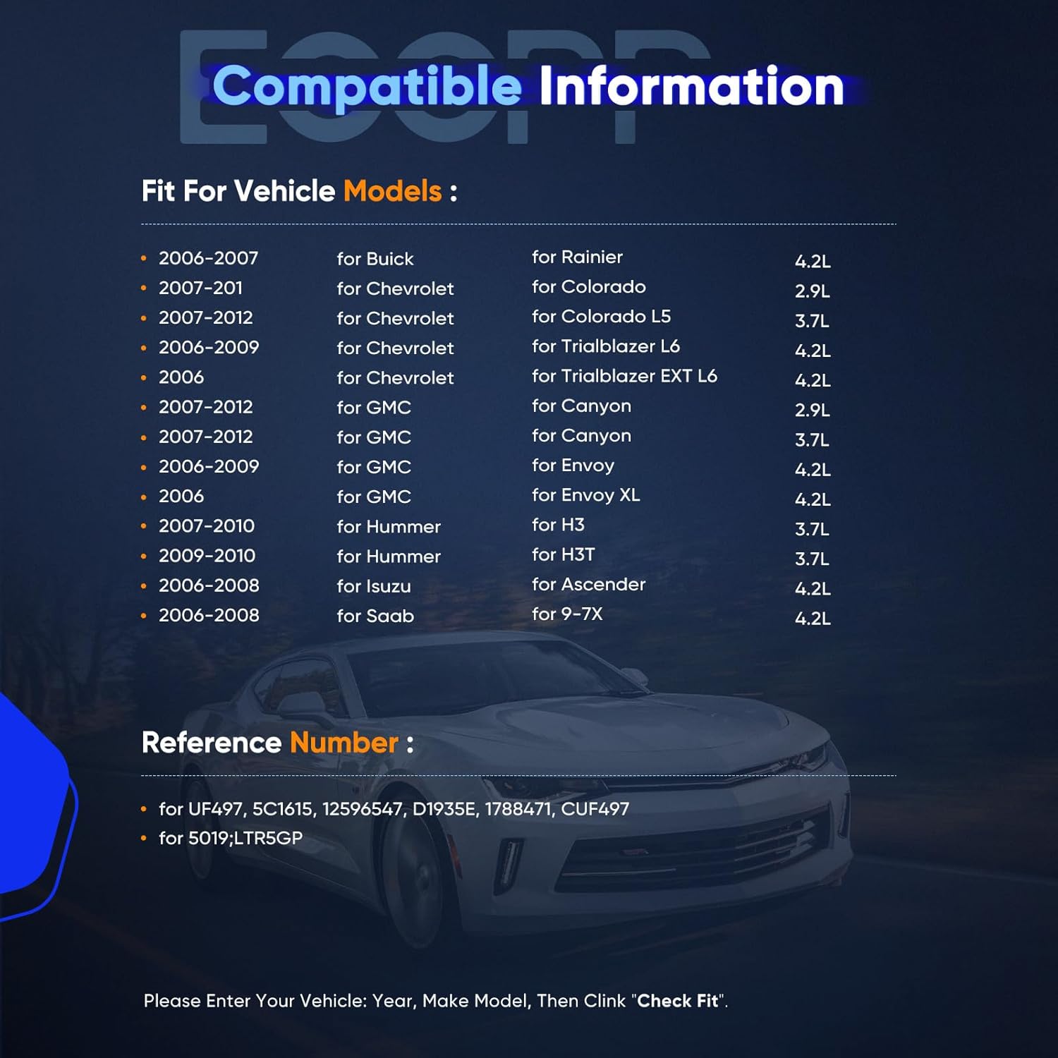 ECCPP UF497 5 ignition coils with 5 iridium Spark Plugs,5019 coils packs,for Chevrolet,for Hummer Colorado Canyon H3 H3T L5 3.7L 2007 2008 2009 2010 2011 2012 C1558,UF-497,5C1615,UF497,5019