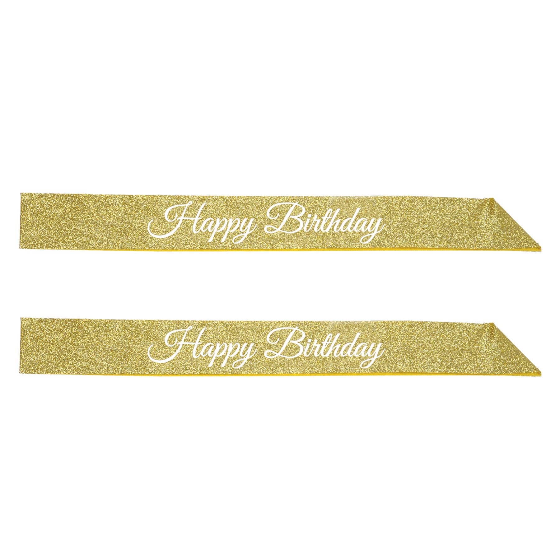 Écharpe Happy Birthday Beistle 66037 en tissu pailleté blanc et doré pour fête d'anniversaire