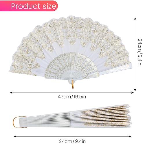 Miniatura 3 de INNOLIFE Ventilador de mano plegable español con patrón retro para mujer, ventilador plegable chino de mano para fiesta, baile, boda y decoración