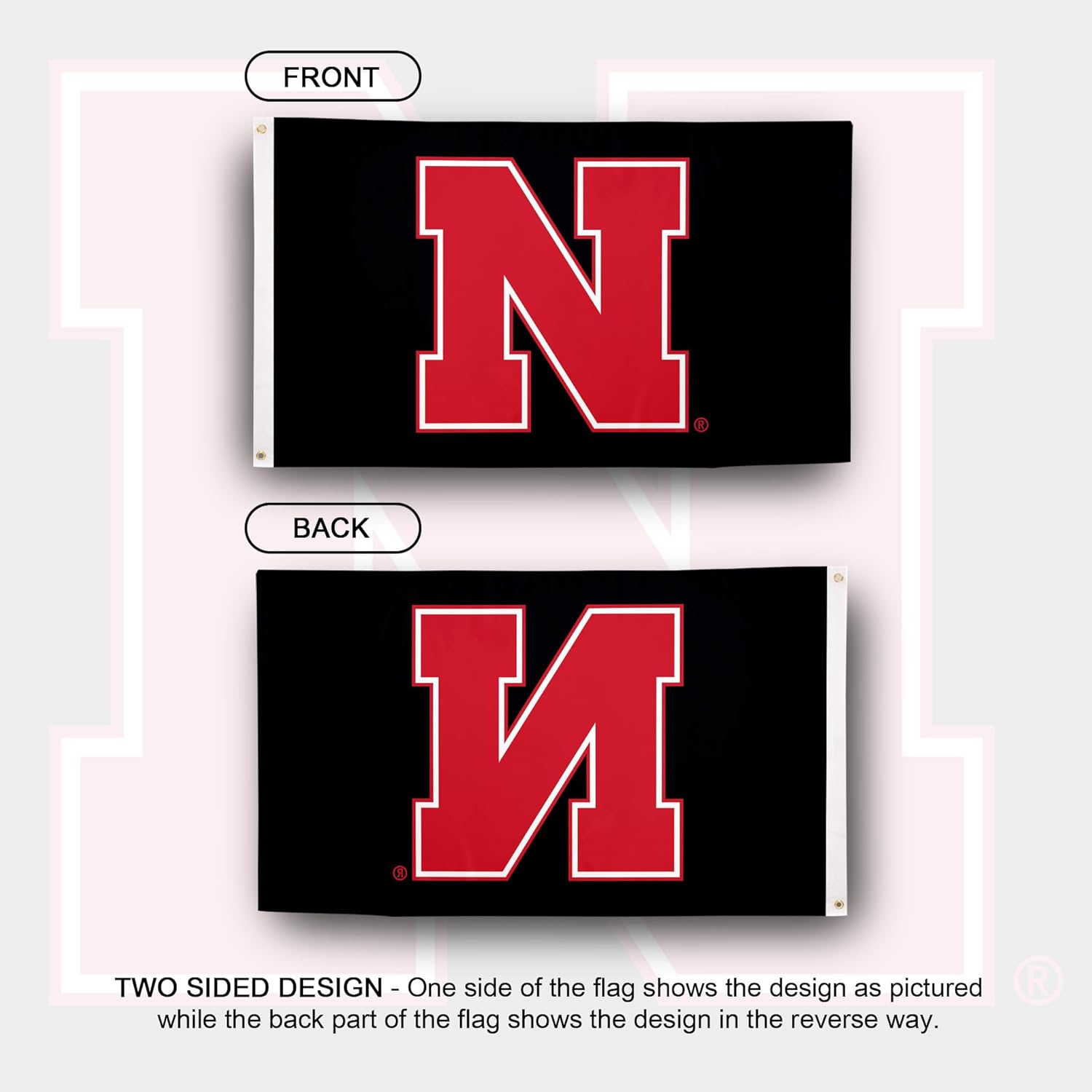 Desert Cactus University of Nebraska UN Flag - 3 x 5 Feet Cornhuskers Banner, Indoor/Outdoor Durable Fabric, 100% Polyester Design (Style Z) - Image 2