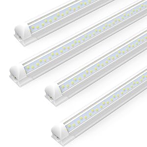 4FT Shop Light T8 V-Shape Linkable LED Tube Lights 4400LM 6500K 45W Integrated Lighting Fixture with ON Off
