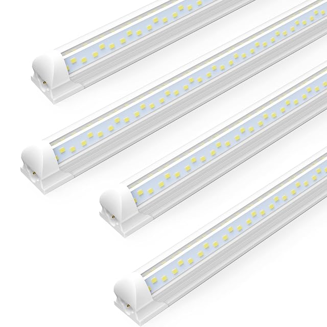 4FT Shop Light T8 V-Shape Linkable LED Tube Lights 4400LM 6500K 45W Integrated Lighting Fixture with ON Off
