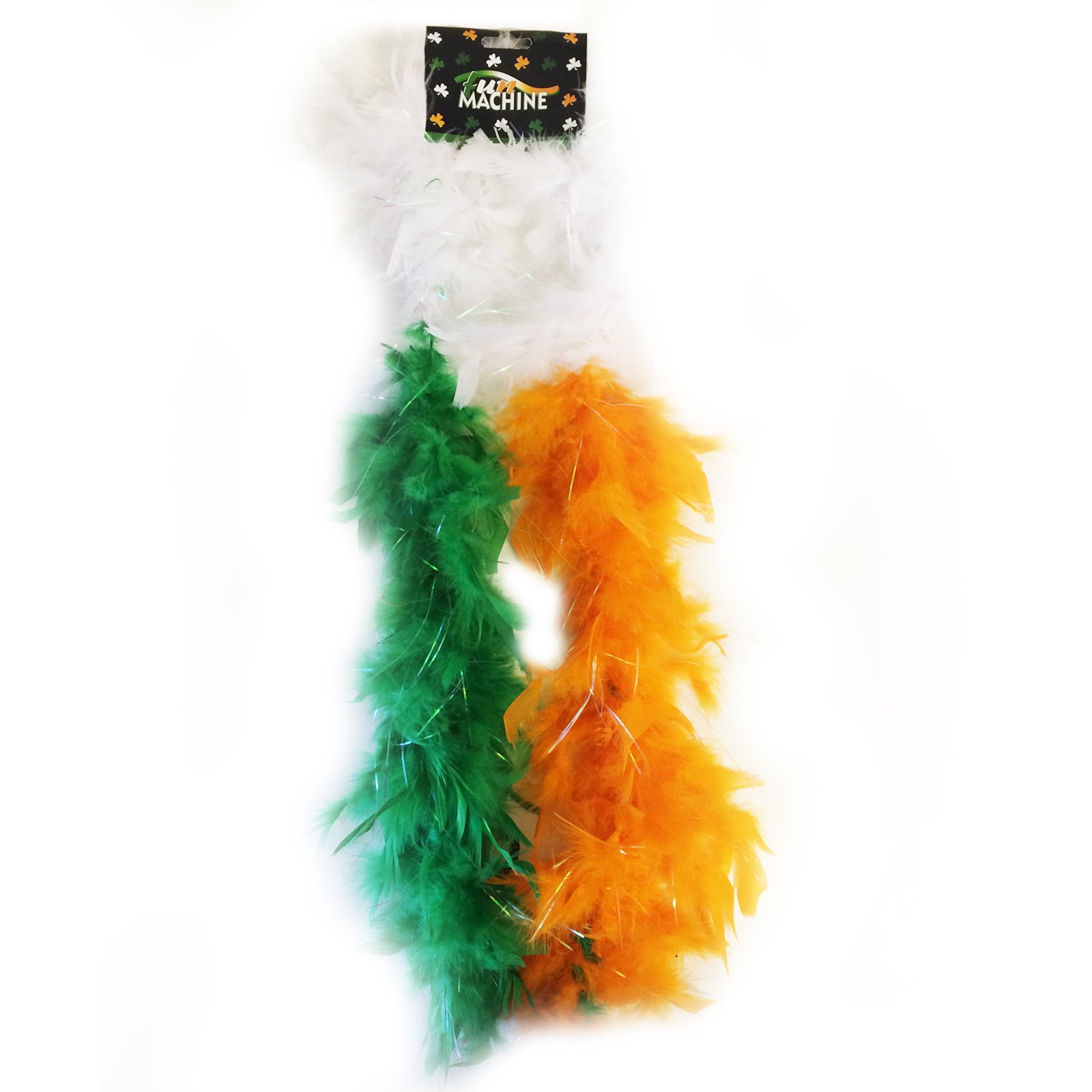 ST PATRICKS DAY IRISH FEATHER BOAS WITH TINSEL PERFECT FOR ANY ST PADDYS DAY FANCY DRESS PARTY FOR ADULTS (24X IRISH BOAS)