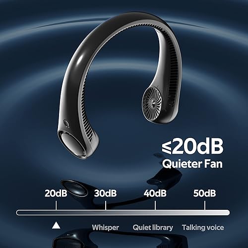 Miniatura 10 de Ventilador de cuello portátil, ventilador sin aspas manos libres, ventilador personal de enfriamiento de 360, ventilador silencioso portátil para