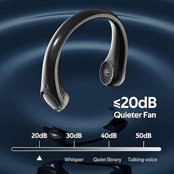 Portable Neck Fan, Hands Free Bladeless, 360 Cooling Personal Fan,Wearable Quiet Fan for Outdoor Indoor, Birthday Gifts for Men Women Mom Dad, 4000mAh Battery USB Rechargeable, 3-Speeds( Black)