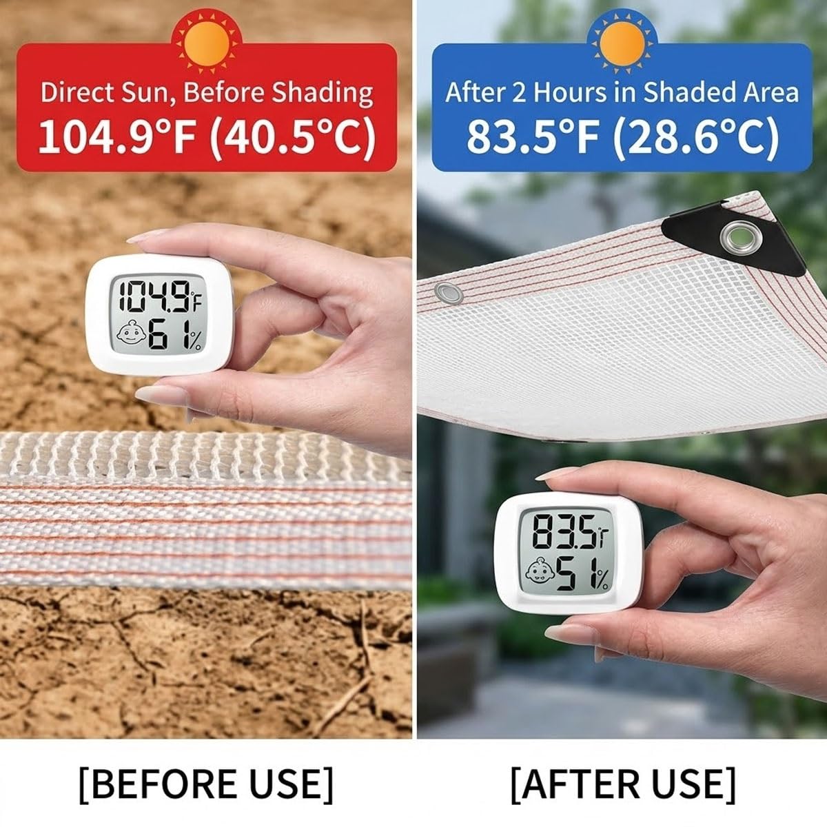 Du White efor Garden 55% siatka chroniąca przed promieniowaniem UV z przelotkami, oddychająca plandeka siatkowa do roślin domowych i (3,7 x 19,5 m)