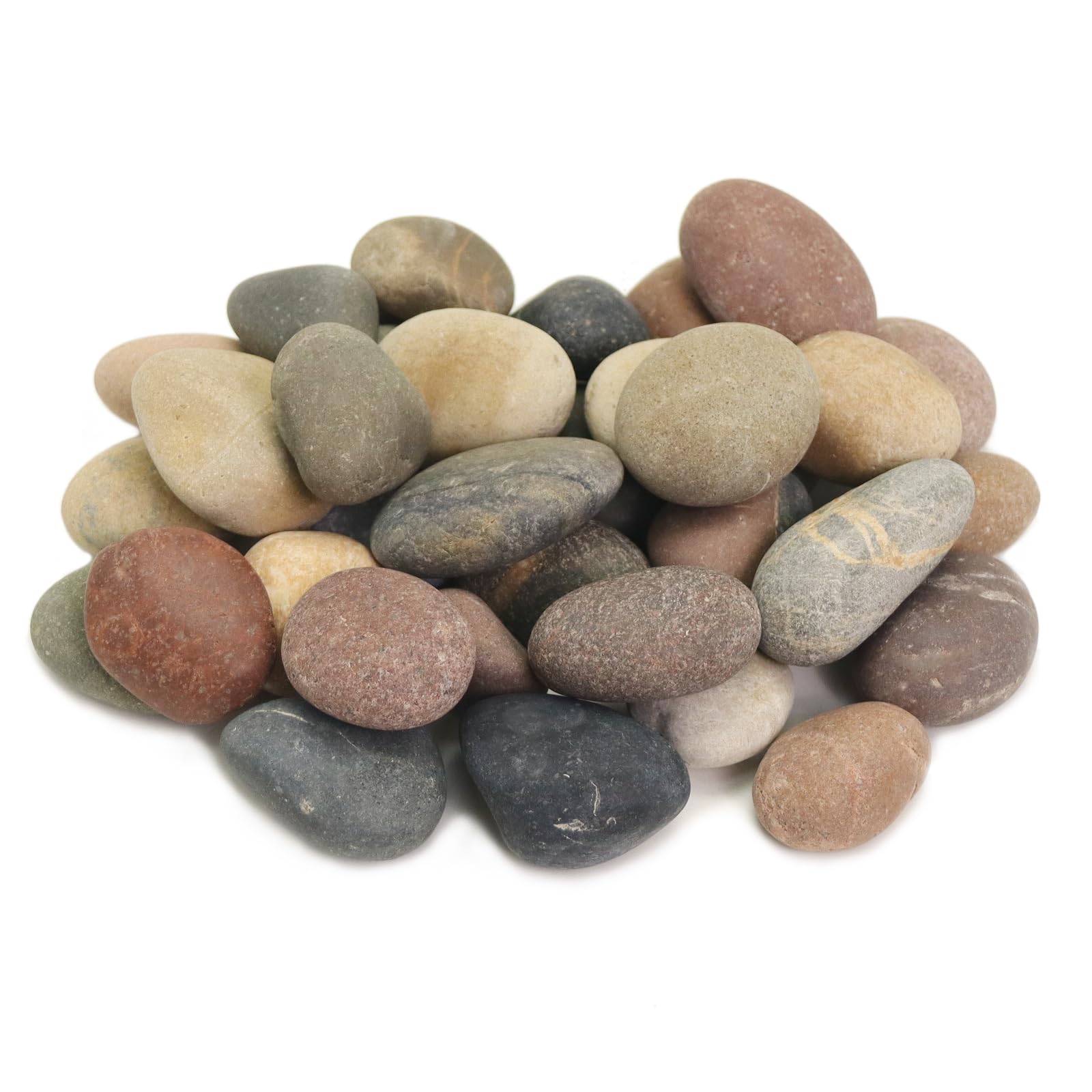Lechloris 10LB Mixed Stones Pebbles River Rocks, Natural Beach Pebbles, 1-2