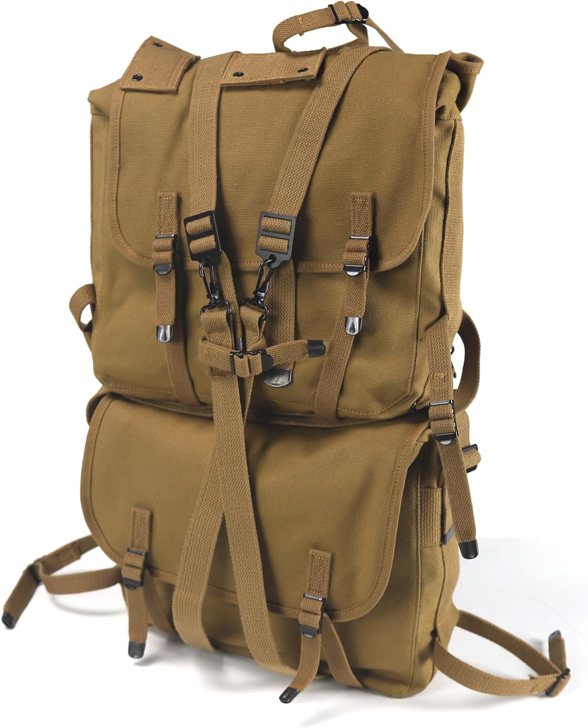 ANQIAO WW2 US M1941 Haversack Backpack Bundle Full Set Reproduction Knapsack with Straps Cotton Canvas