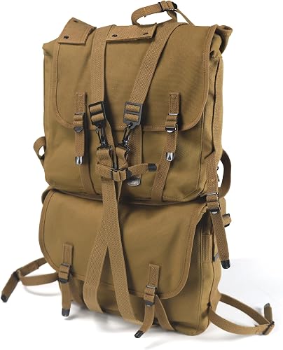 ANQIAO WW2 US M1941 Haversack Backpack Bundle Full Set Reproduction Knapsack with Straps Cotton Canvas