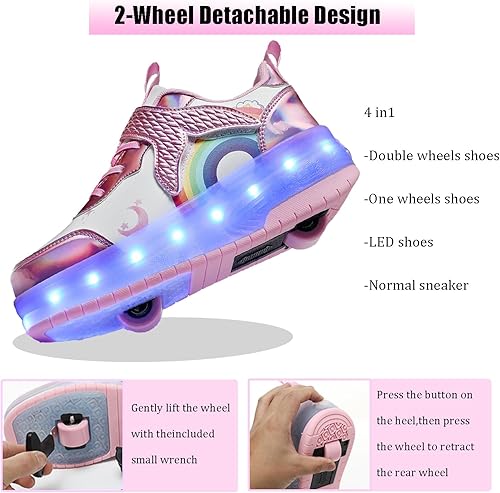 Miniatura 3 de Zapatos con ruedas para niños y niñas, patines, zapatillas deportivas con luz LED recargable para principiantes, el mejor regalo