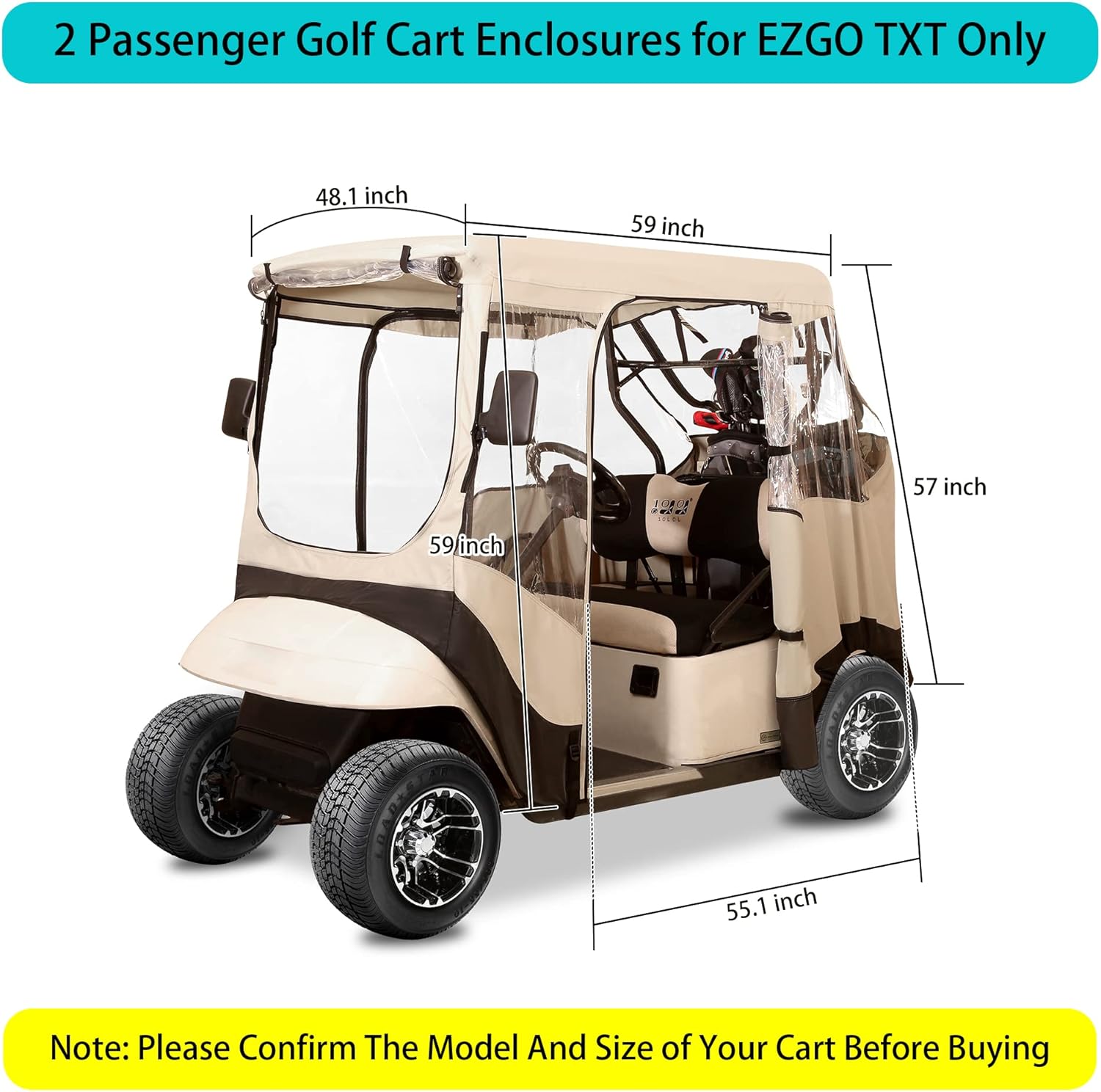 Buy 10L0L Golf Cart Enclosure 2 Passenger for EZGO TXT,Waterproof