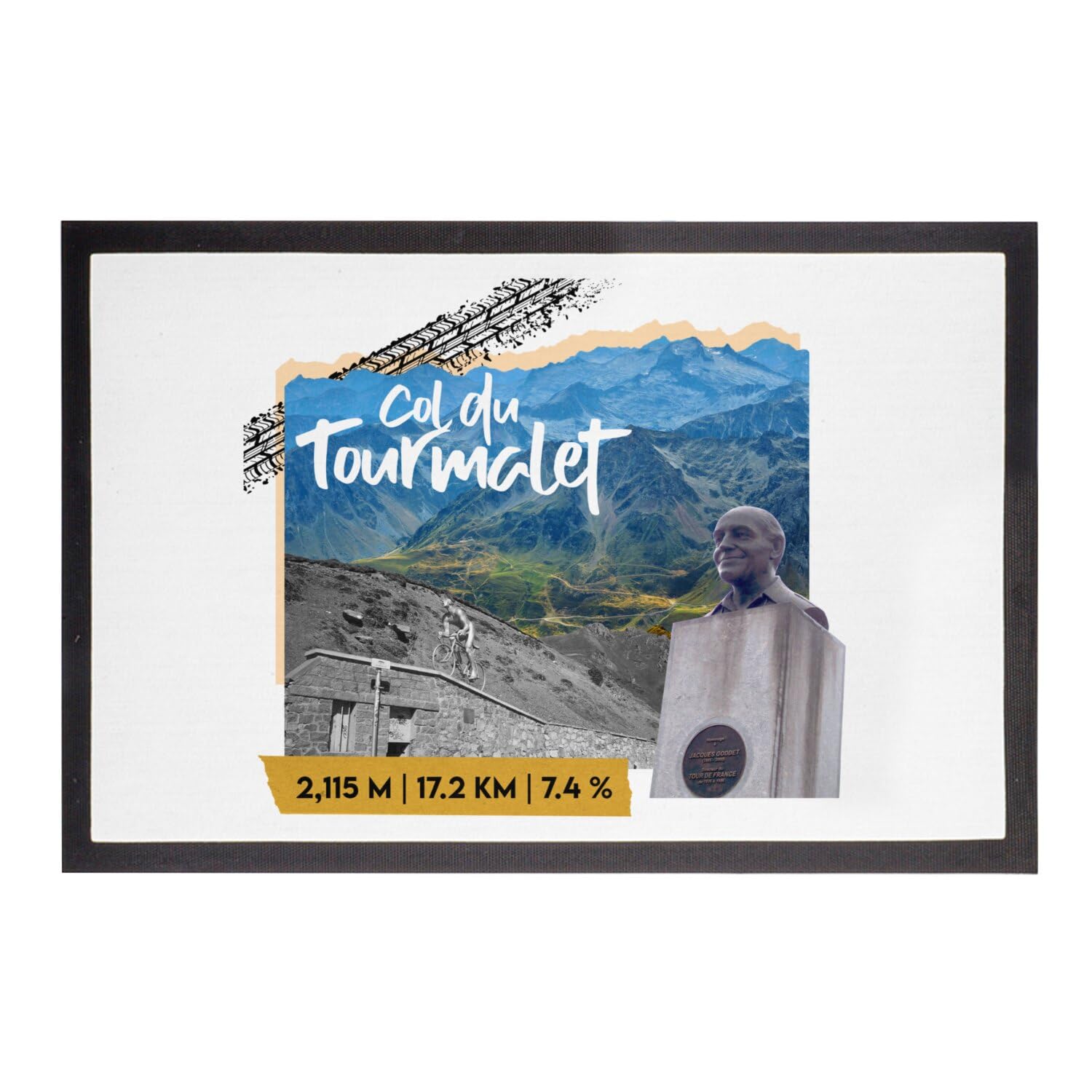 Paillasson vélo Col du Tourmalet fini les entrées tristes tapis 60x40cm