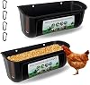 2 PCS Hanging Poultry Feed Trough, Chicken Trough Feeder Hanging Fence Feeder with Clips Goat Feeders Large Capacity for Chickens Ducks Geese Farm Animals (Black)