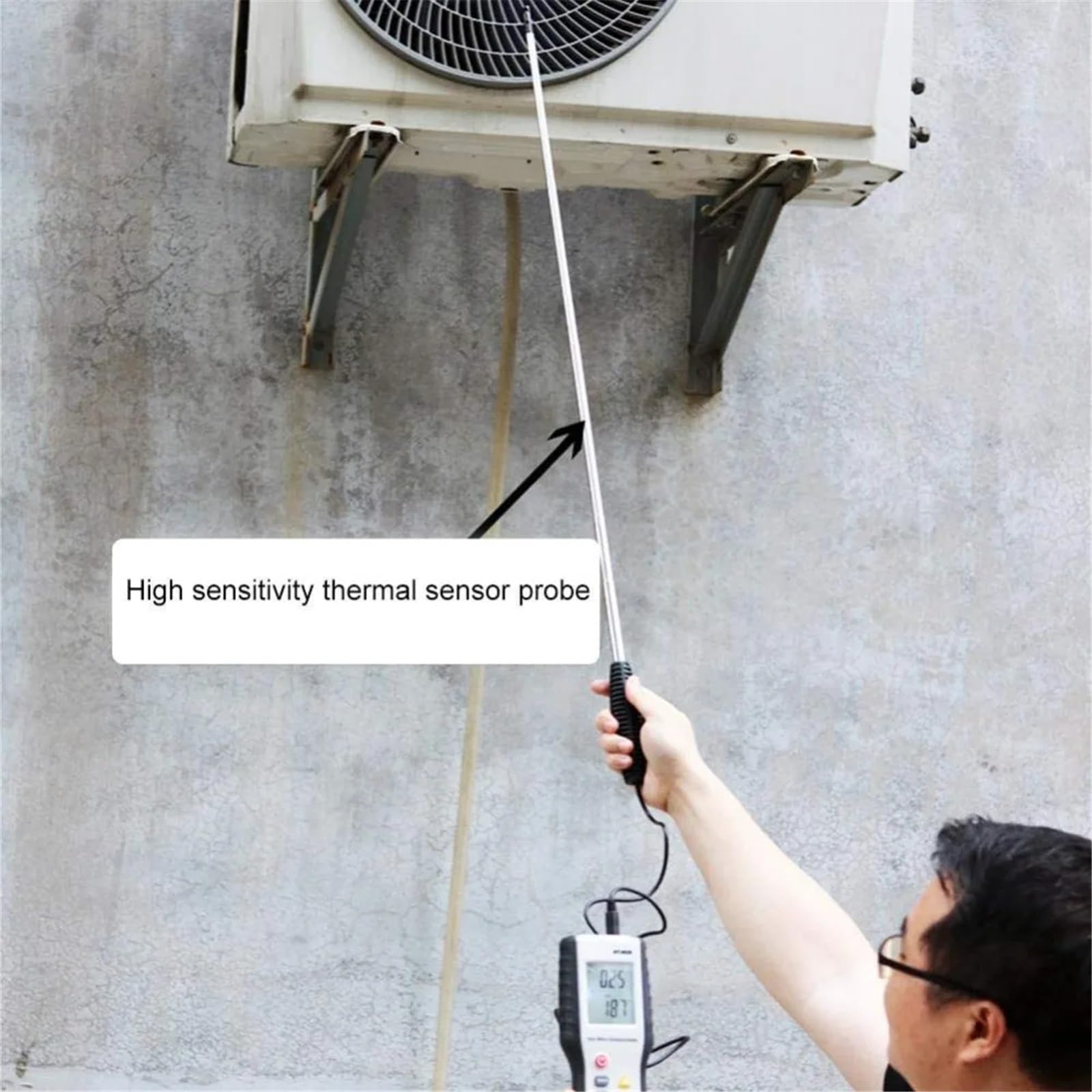 Anemómetro de Alambre Caliente HT-9829 Medidor de Velocidad del Viento y medición de Flujo de Aire para HVAC, Mide CFM/CMM, Temperatura (℃/℉)