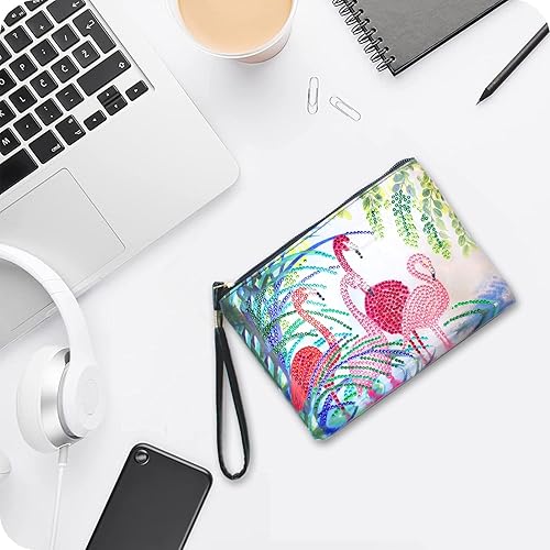 Miniatura 2 de Bolso de mano con pintura de diamante de flamenco, 5D, hecho a mano, con diamantes de imitación, punto de cruz, pintura por números, bolsa de mano