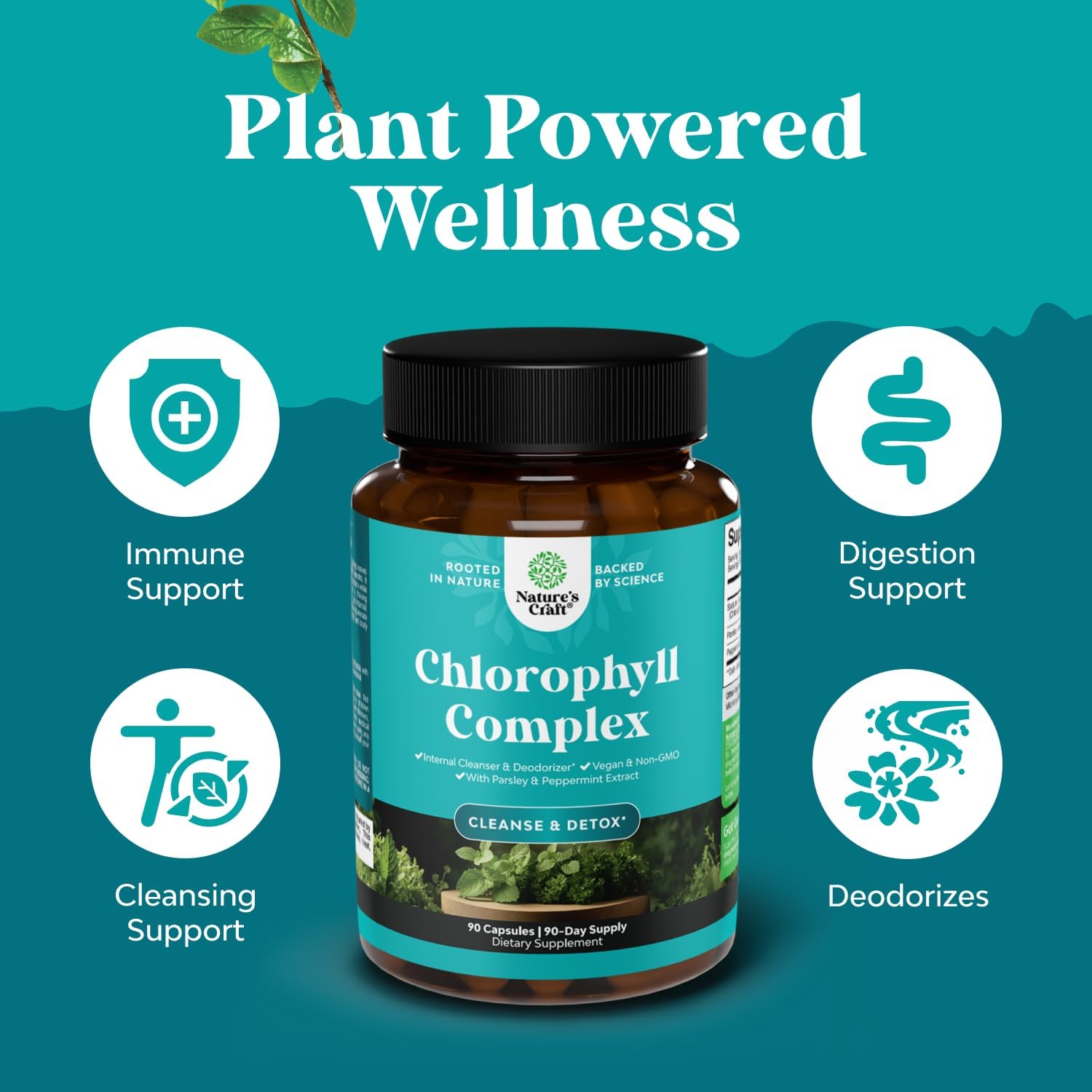 Chlorophyll Complex Capsules Internal Deodrant Pills- 90 Count — Amazon image 3