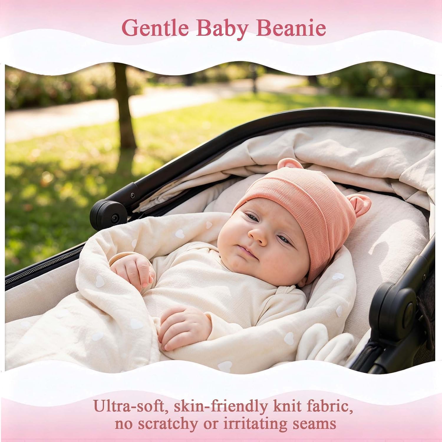 8 Pack Newborn Baby Hats with Bear Ears Infant Hats Preemie Hats Newborn Beanies Baby Hats 0-3 Months