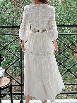 Women White Boho Maxi Dresses Vintage Hollow Out Dress Casua Loose Holiday Vestidos White M at Amazon Women's Clothing store Women White Boho Maxi Dresses Vintage Hollow Out Dress Casua Loose Holiday Vestidos White M at Amazon Women's Clothing store