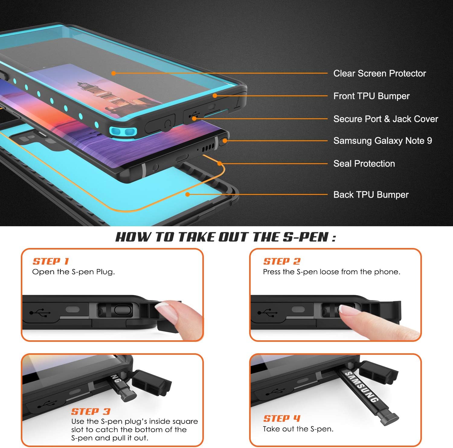 Hottest Sale Galaxy Note 9 Waterproof Case, Punkcase [StudStar Series] [Slim Fit] [IP68 Certified] [Shockproof] [Dirtproof] [Snowproof] Armor Cover for Samsung Galaxy Note 9 [Teal]