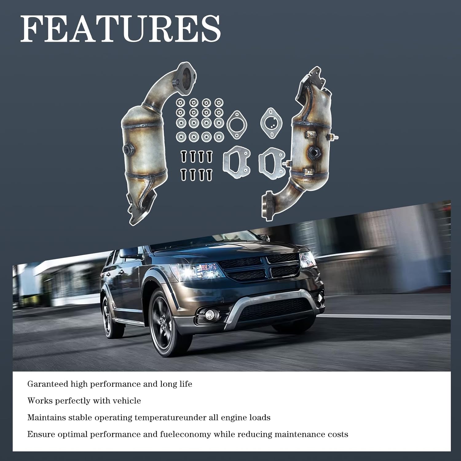 Front and Rear Catalytic Converter Compatible with 2011-2019 Do-dge Grand Caravan Journey Avenger, for Chrysler Town & Country, 200, for R-outan & Ram C/V, 3.6L Replace 674-120 674-121