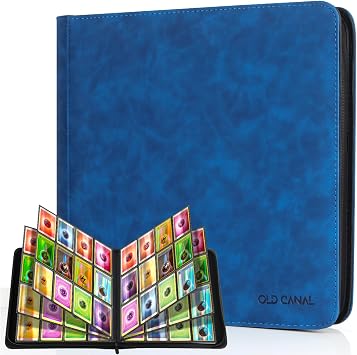 Trading Card Album, Card Scrapbook with 12 Compartments for up to 720 Cards, Portable Zip Binder, Cards Binder for MTG, TCG, Baseball Cards Sapphire Blue