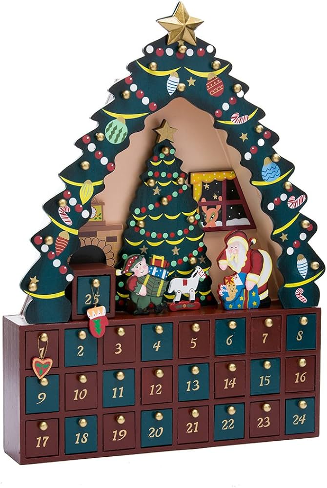 Amazon.com: Kurt Adler Christmas Tree 24-Piece Advent Calendar, 16-Inch :  Home & Kitchen