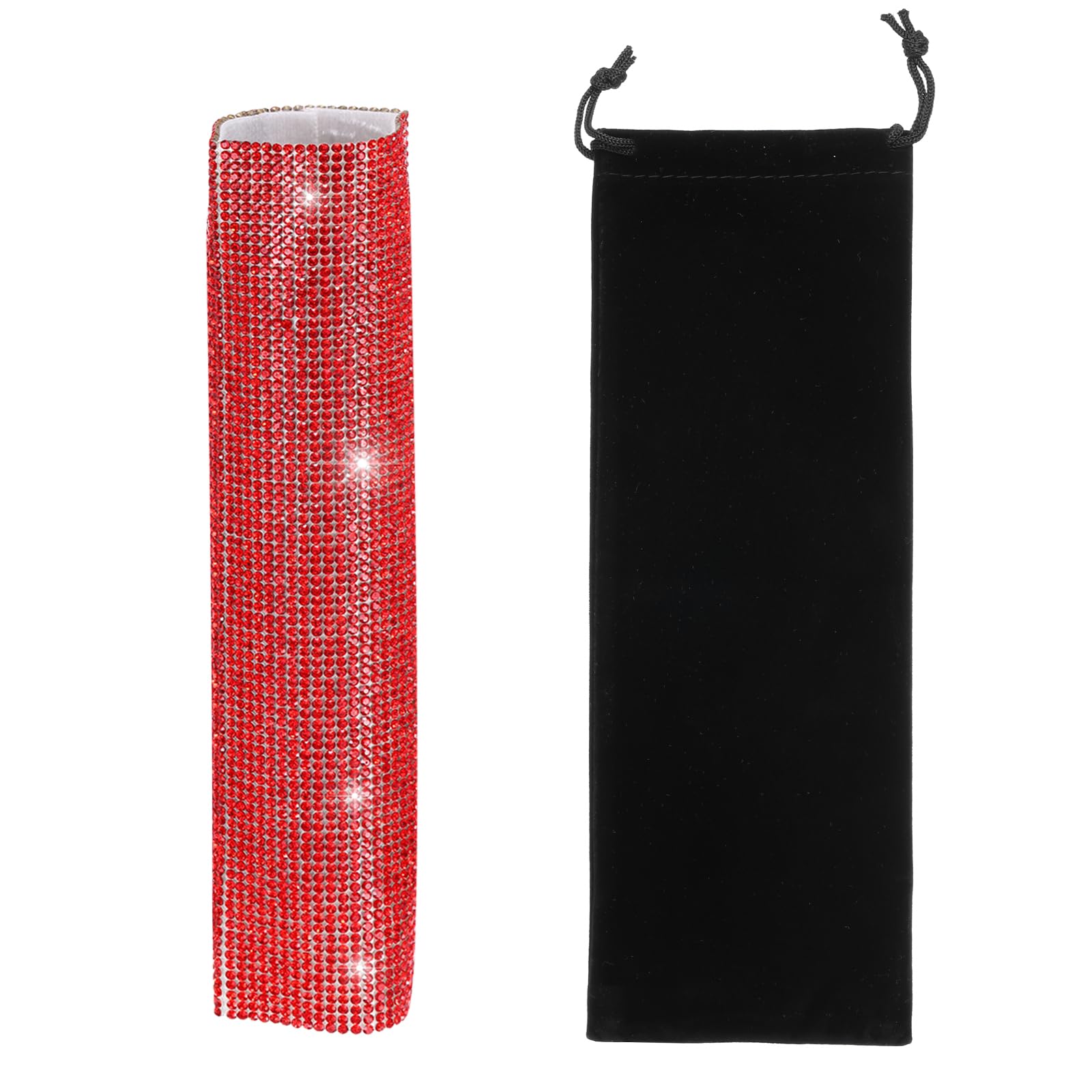 sourcing map Funda roja para mango de micrófono, mango de micrófono con diamantes de imitación para la mayoría de micrófonos inalámbricos universales, micrófono no incluido (con bolsa de terciopelo