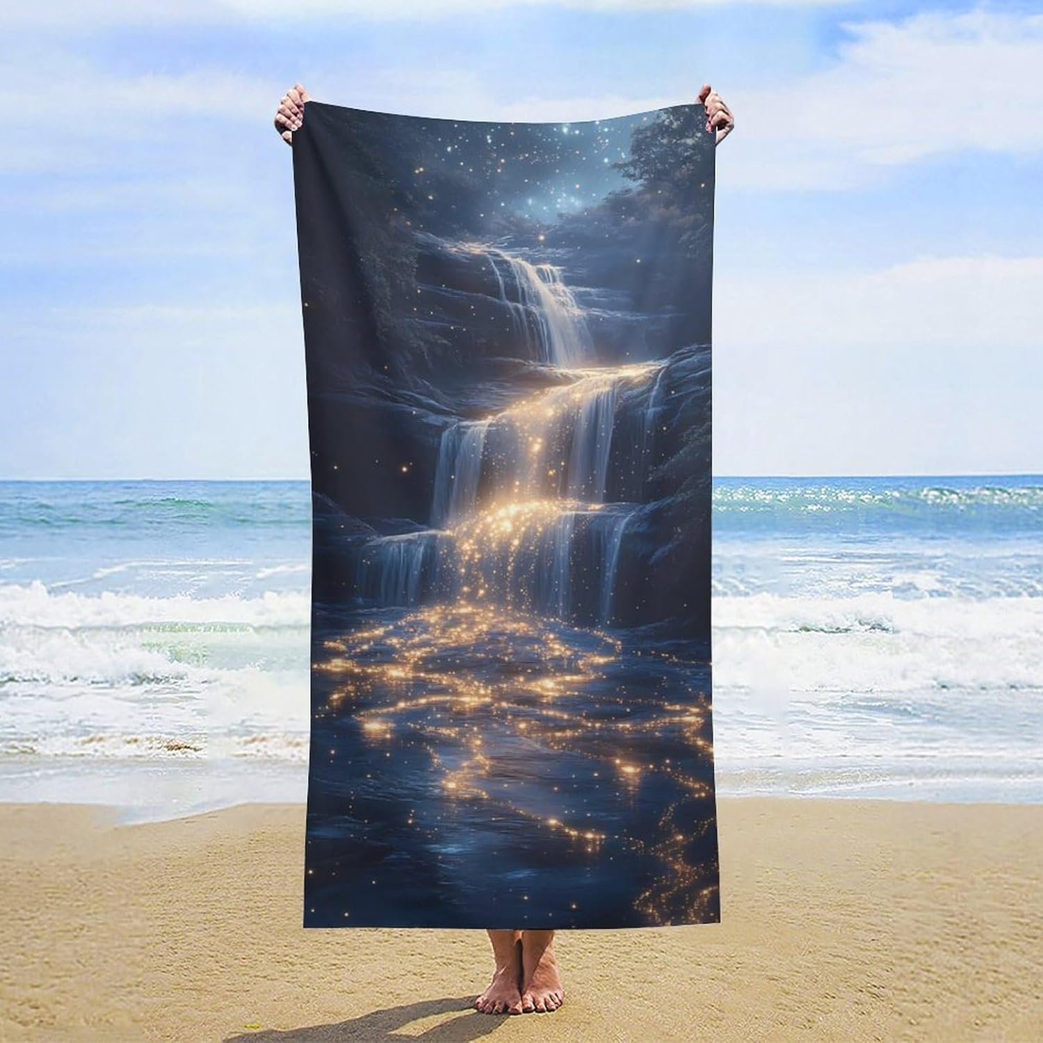 Glowing River Galaxy Beach Towels Oversized Jumbo Large Yoga Bath Towel for Pool Yoga Swim Body 160x80cm