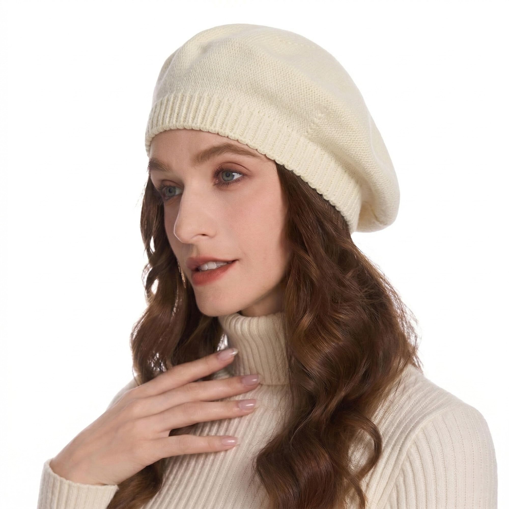 ZLYC Damen Winter Baskenmütze Klassischer Baskenmütze Druck Weich Warm Französisch Hut