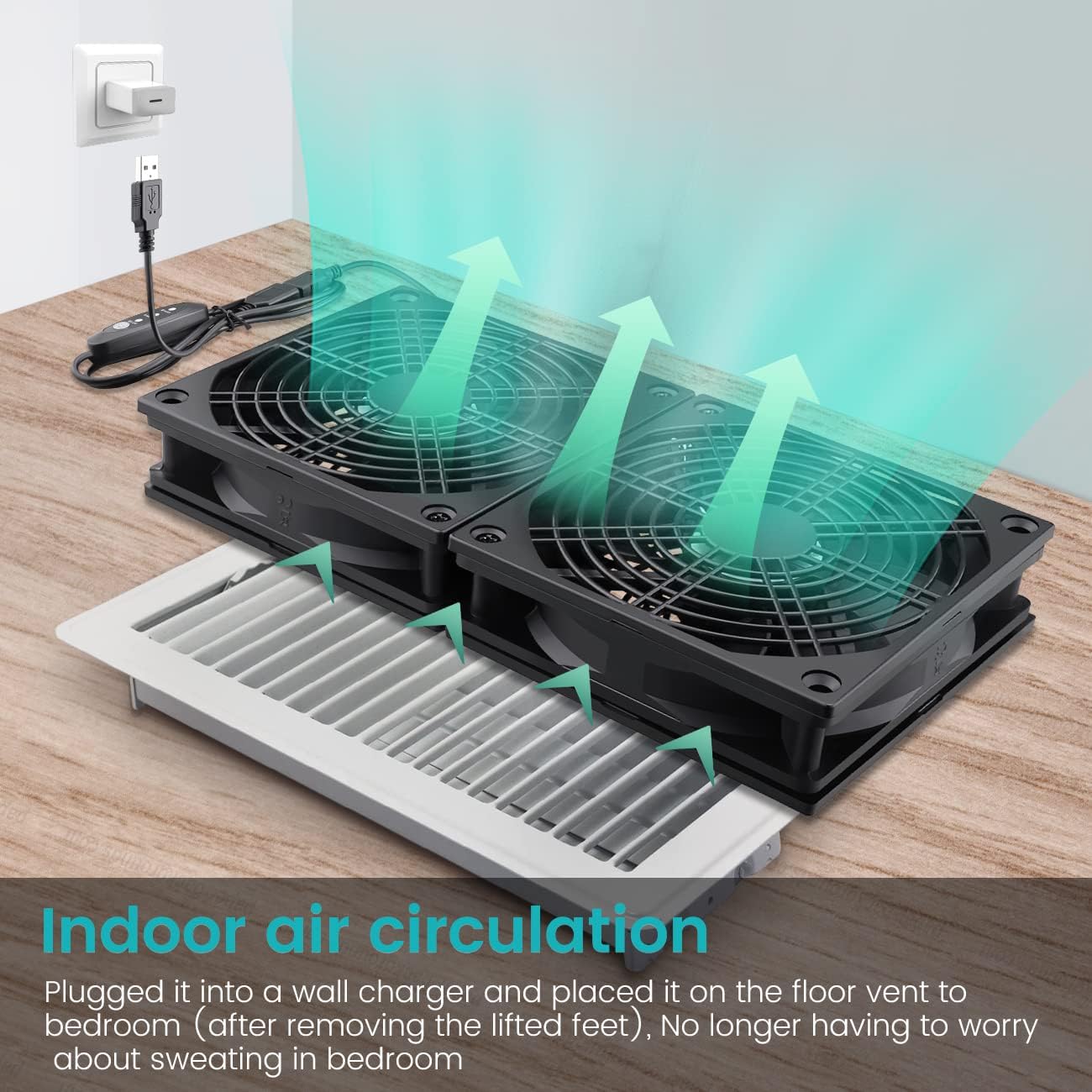 Wathai Ventilador USB 2 en 1, 120 mm, doble ventilador de 5 V para PC, con 3 niveles