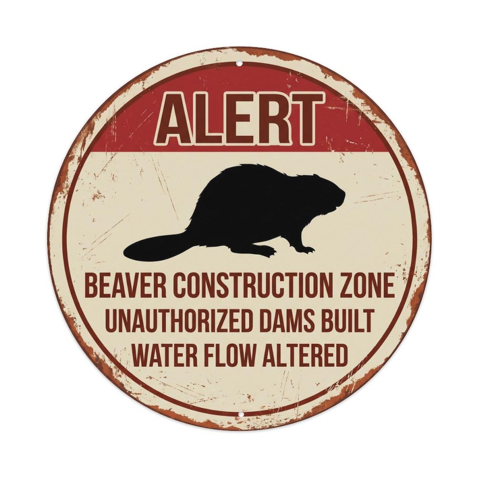 Vintage Grumpy Beaver Dam Builder Metal Tin Sign Plaque