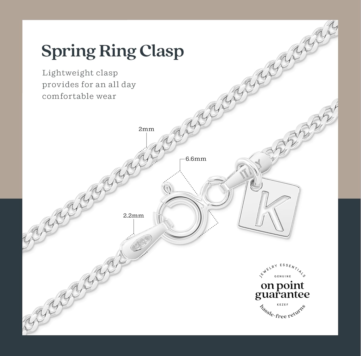 KEZEF 2mm 925 Sterling Silver Chain Necklace Men - Curb Diamond Cut Cuban Link Chain Men Women in 18kt Gold, Rose Gold, Silver Necklace - Made in Italy Chains - cadenas de plata 925 para hombre - Image 4