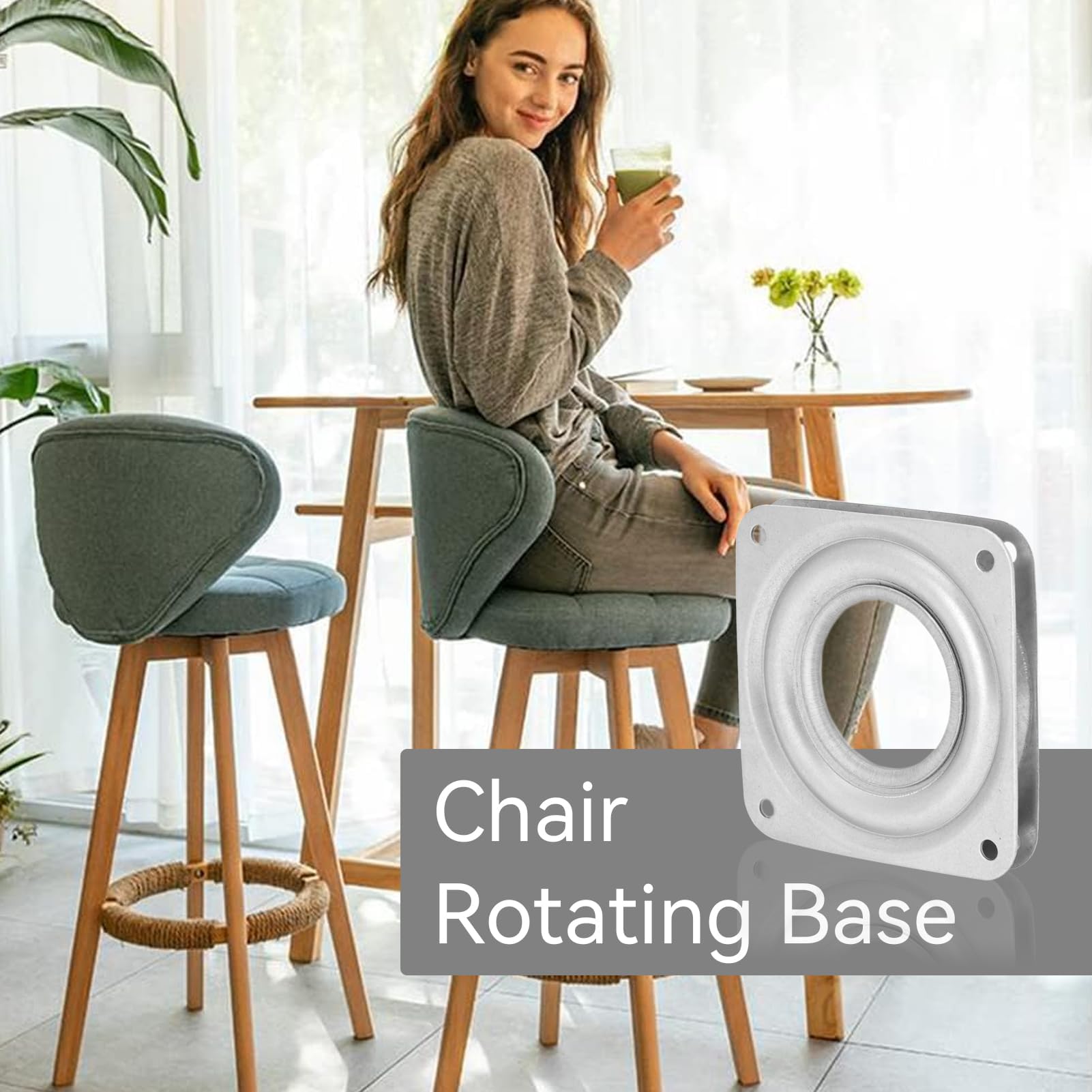 Swivel Furniture Replacement, Boat Seat Swivel Heavy Duty Bar Stool Swivel Plate Seat Pedestal for Recliner Chair or Furniture, Sliver