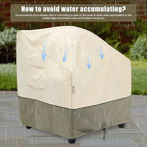 Miniatura 3 de COSFLY Fundas impermeables para sillas de patio para muebles de exterior, fundas de asiento profundo, fundas de muebles de césped para hasta 32