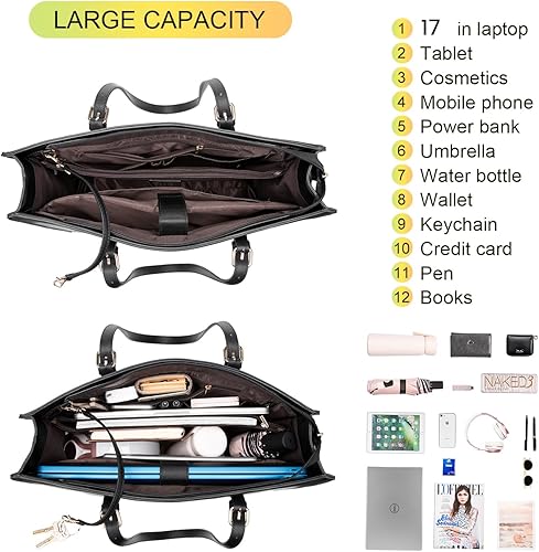 Miniatura 3 de LOVEVOOK Bolsa para laptop de 17.3 pulgadas para mujer, bolsa de viaje de gran capacidad con bolso de mano, juego de 2 piezas, bolsa de trabajo