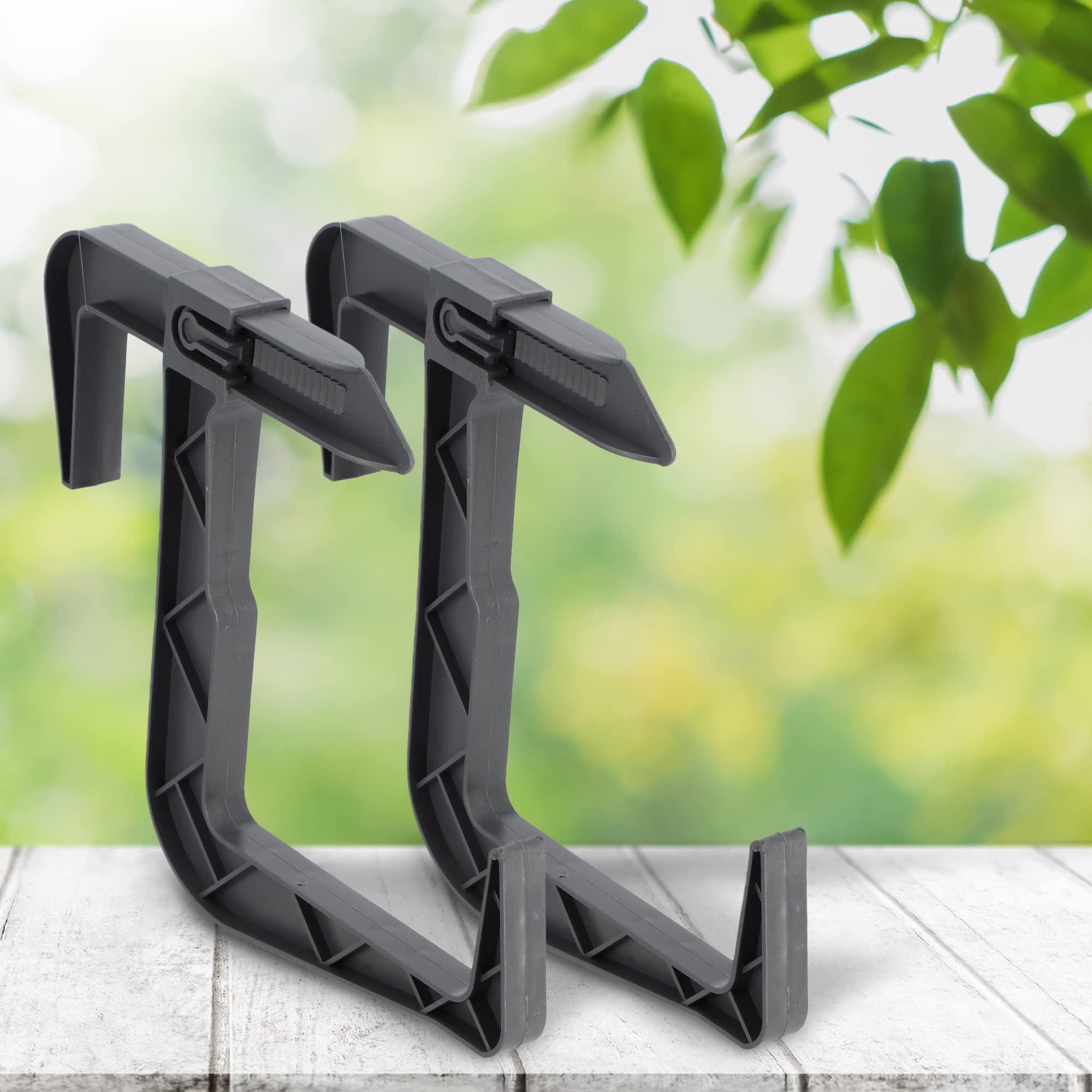 KADAX Soporte para Jardinera de Balcón Sin Taladrar, Ganchos Ajustables, Juego de 2 Unidades (Antracita)