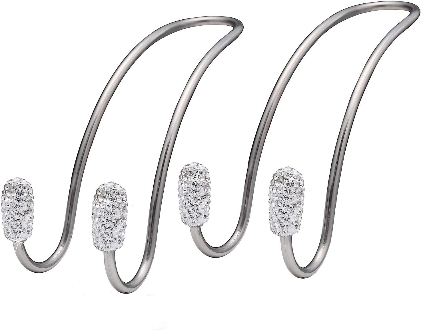 JOJOY LUX2 Pack Seat Back Organizers,Bling Diamond Universal Organizer Hooks Car Headrest Hangers Hooks, Bag Organizers Rack and Hanger, Heavy-duty Auto Backseat Storage Hooks (Silver)