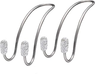 2 Pack Seat Back Organizers,Bling Diamond Universal Organizer Hooks Car Headrest Hangers Hooks, Bag Organizers Rack and Hanger, Heavy-duty Auto Backseat Storage Hooks (Silver)