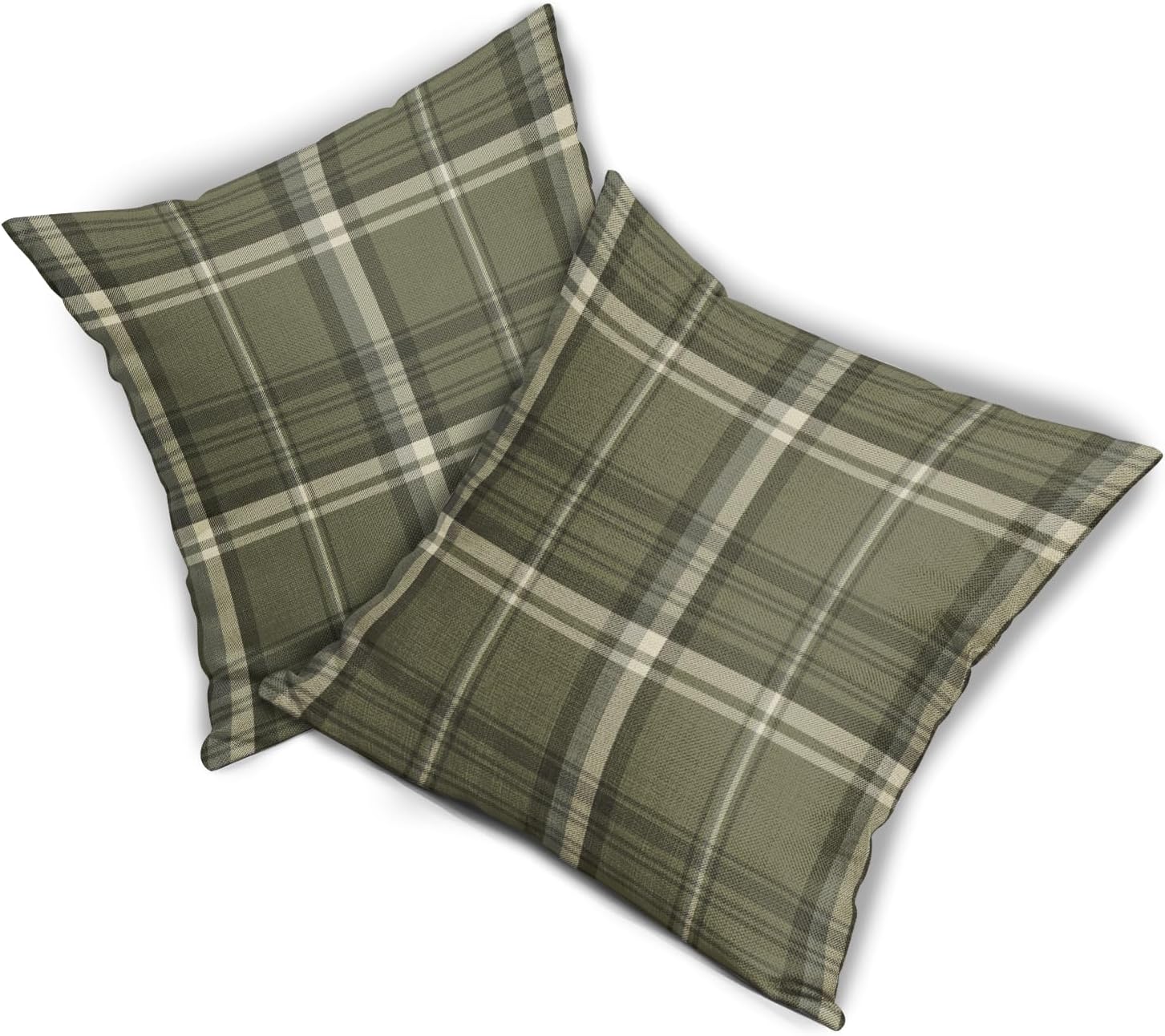 Sweetshow Olive Green Spring Plaid Pillow Covers 24x24 Set of 2 Buffalo Tartan Print Seasonal Decorative Throw Pillows Outdoor Pillowcase Square Linen Farmhouse Cushion Case Decor for Couch Sofa Bed